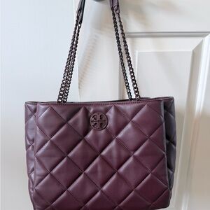Quilted Burgundy Tote Bag